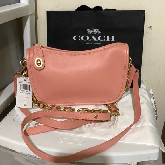 COACH Denim Swinger Shoulder Bag in Pink